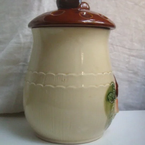 Vintage 70s Large Mushroom Canister & Lid Made in Japan - Picture 5 of 12